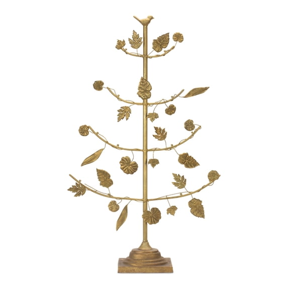 Melrose Tree with Leaves Christmas Decoration - 36.5" - Gold