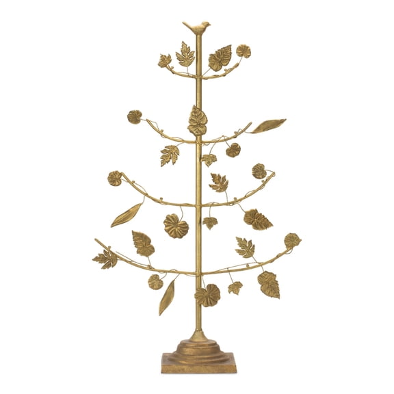 Melrose Tree with Leaves Christmas Decoration - 36.5" - Gold