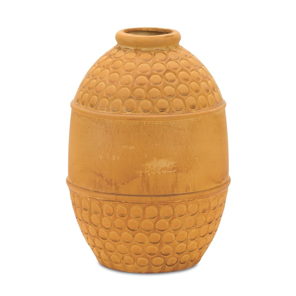 Warm Orange Ceramic Bubble Textured Table Vase
