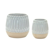 Melrose Set of 2 Ribbed Porcelain Vases 5"