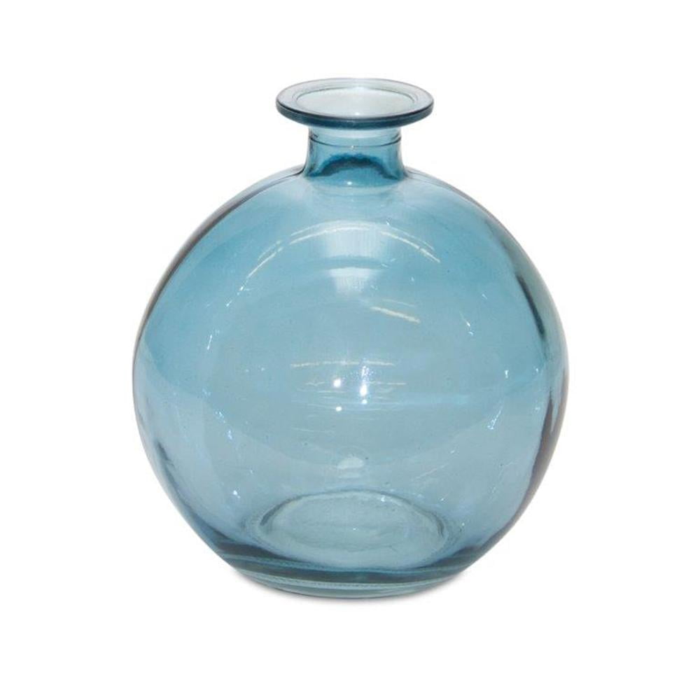 Blue Glass Decorative Vase Set of Two