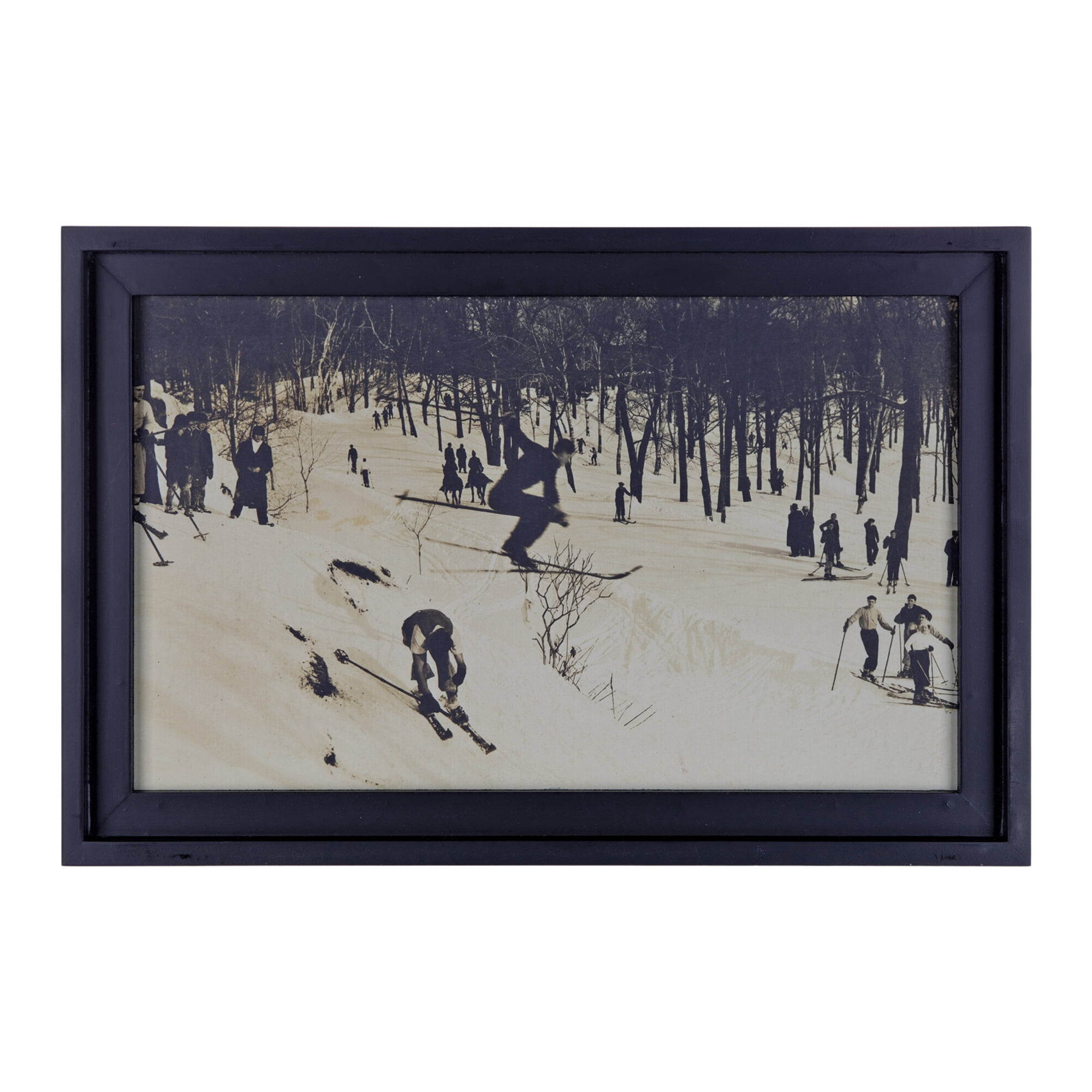 Vintage Ski Jump Black and Beige Framed Print 18" x 12"