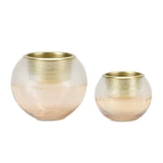 Melrose Glass Votive Candle Holders - 5.75" - Gold and White - Set of 2