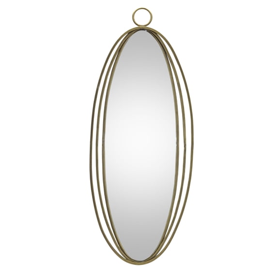 Melrose Floating Oval Framed Wall Mirror - 34.25" - Gold Finish