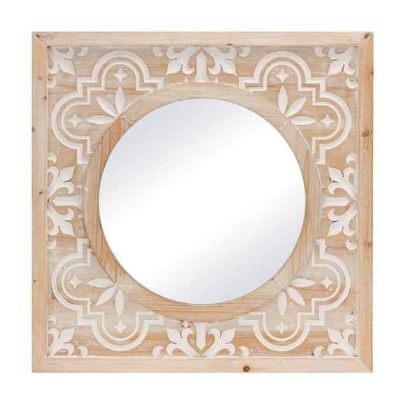 Melrose Carved Wood Ornate Framed Square Wall Mirror - 23.25"