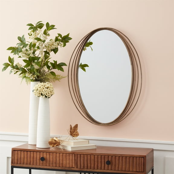 Melrose Oval Framed Wall Mirror - 30.5" - Brushed Copper