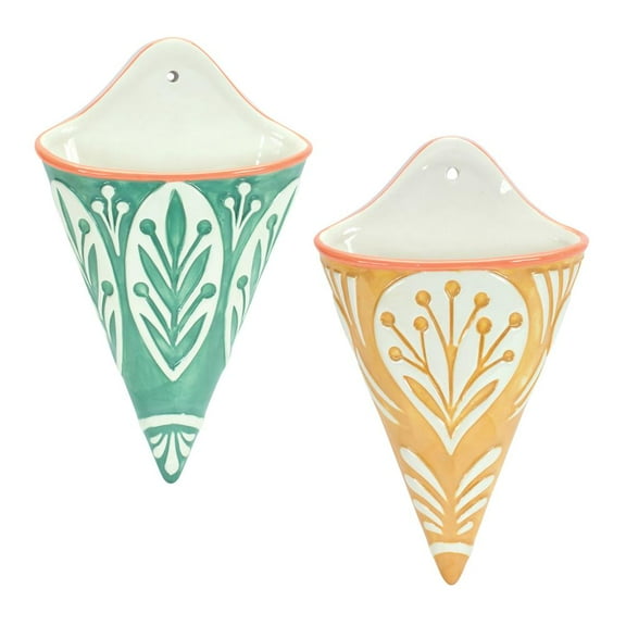 Melrose International LLC Wall Pocket (Set of 2) 6.25"L x 10.5"H Ceramic
