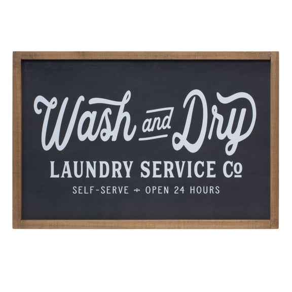 Melrose Wash and Dry Laundry Service Framed Wooden Wall Sign - 18.25"