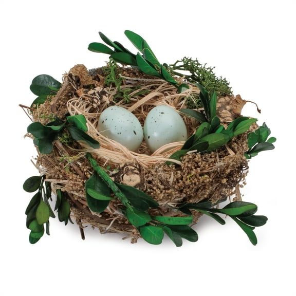 Melrose International Nest w/Eggs (Set of 12) 5"D x 3"H Twig/Grass/Foam