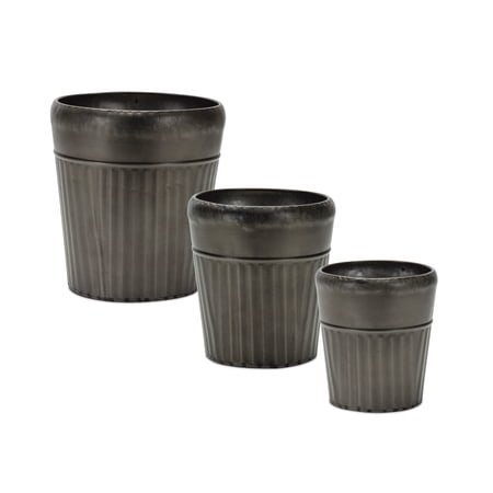 Melrose International LLC Pot (Set of 3) 5.25"D x 5.75"H, 6.25"D x 7"H, 7.5"D x 8.25"H Metal