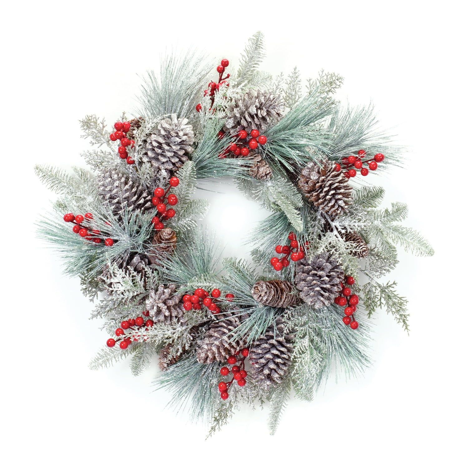 Melrose International Iced Twig Pinecone Wreath 24