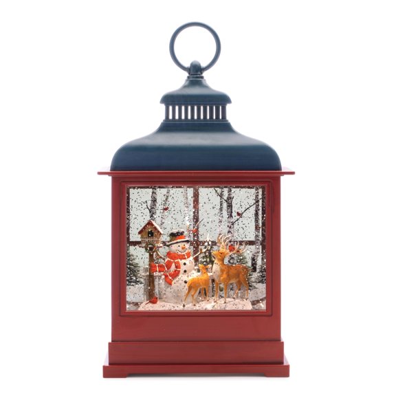 Melrose International Snow Globe w/Snowman and Deer 12"H Plastic 3 AA Batteries Not Included/USB Cord Included 6 Hr Timer