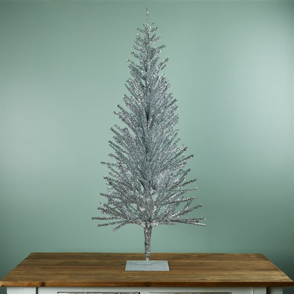 Melrose Tinsel Pine Artificial Christmas Tree - 4 - Unlit