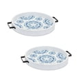 thumbnail image 1 of Melrose Round Tie-Dye Wooden Trays - 18.5" - Blue and White - Set of 2, 1 of 3