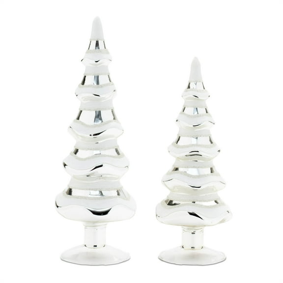 Melrose International Tree (Set of 2) 9.5"H, 11.5"H Glass