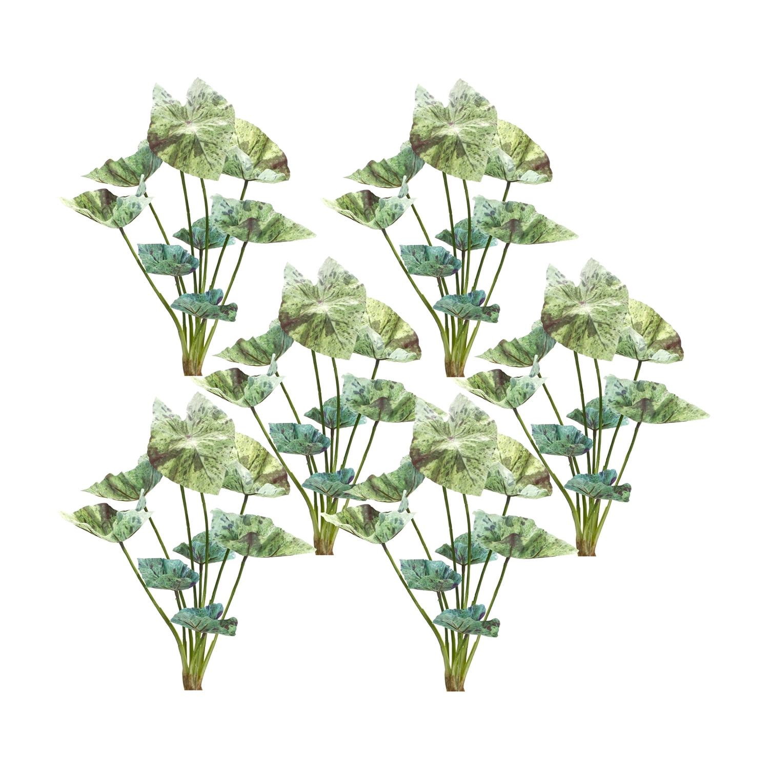 Variegated Green and White Polyester Caladium Bush Set