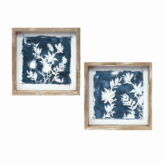 Melrose International Wood Framed Floral Outline Print (Set of 6)