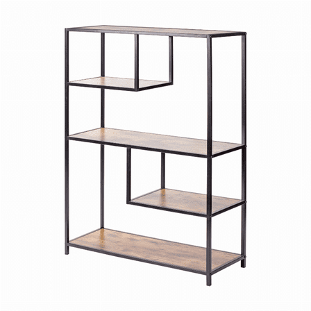 Melrose Iron And Wood Floor Shelf With Brown Finish 85753DS