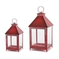 thumbnail image 1 of Melrose Iron & Glass Lanterns 11.75" H, 16" H (Set of 2) (Antiqued Dark Red), 1 of 1