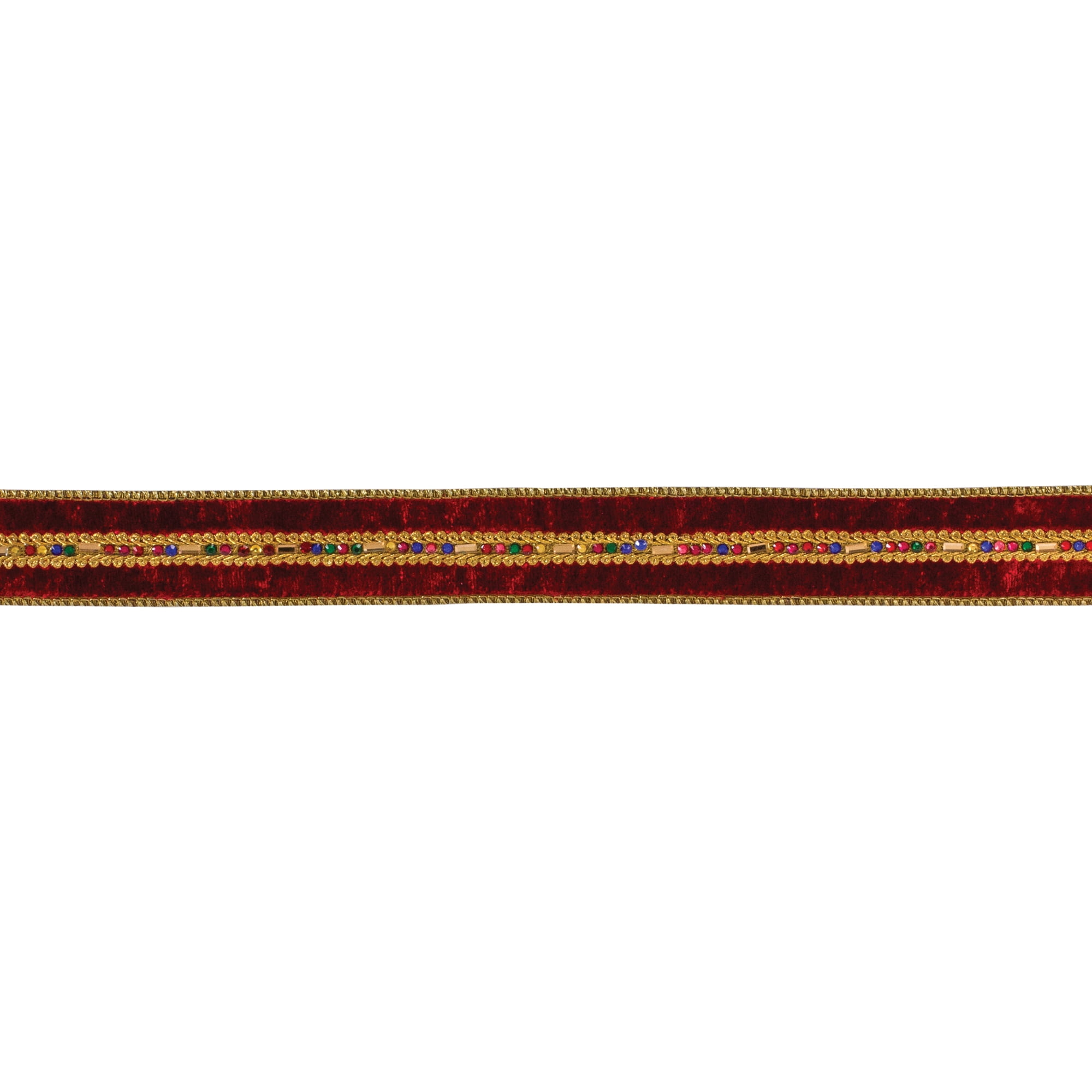 Melrose Jeweled Christmas Wired Craft Ribbon - 1.5" x 10 Yards - Red and Gold