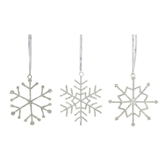 Melrose Jeweled Snowflake Christmas Ornaments - 3.5" - 12ct