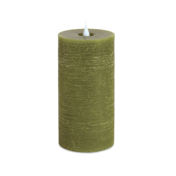 Melrose LED Lighted Flameless Pillar Candle - 7.75" - Green