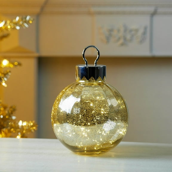 Melrose LED Lighted Mercury Glass Christmas Ornament - 13" - Gold