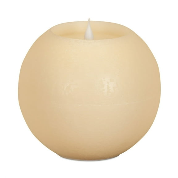 Melrose LED Simplux Round Candles with Moving Flame - 6" - Beige - Set of 2