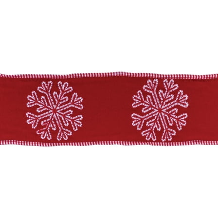 Melrose Large Snowflake Print Christmas Wired Craft Ribbon - 4" x 5 Yards - Red and White