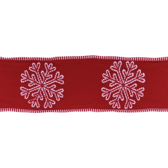 Melrose Large Snowflake Print Christmas Wired Craft Ribbon - 4" x 5 Yards - Red and White
