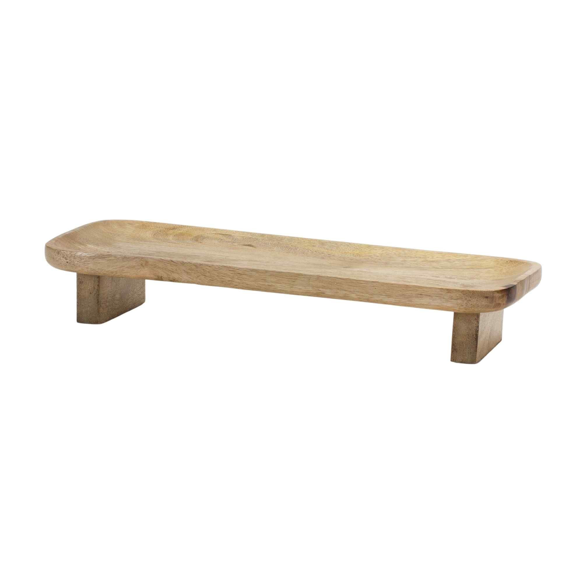 Melrose Natural Mango Wood Raised Serving Tray Set