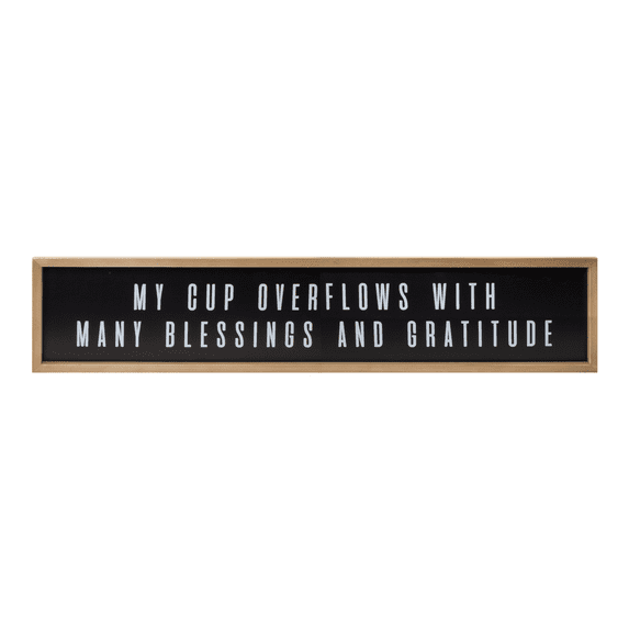 Melrose International 47.25 x 9.75 in. MDF & Wood My Cup Overflows Plaque, Black