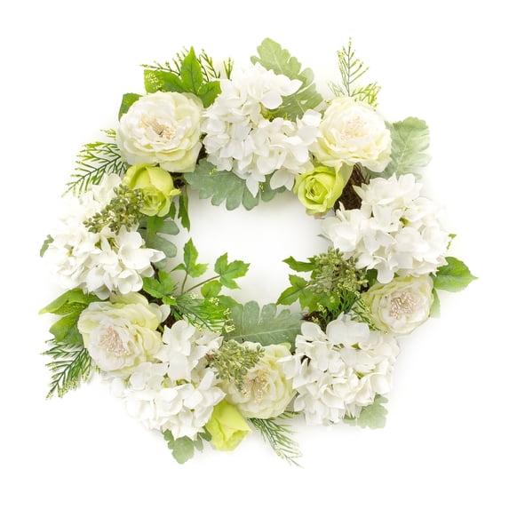 Melrose Peony and Hydrangea Floral Artificial Wreath - 21.25” - Unlit