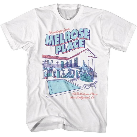 Melrose Place Greetings from West Hollywood Men's T Shirt (White, AdultM)