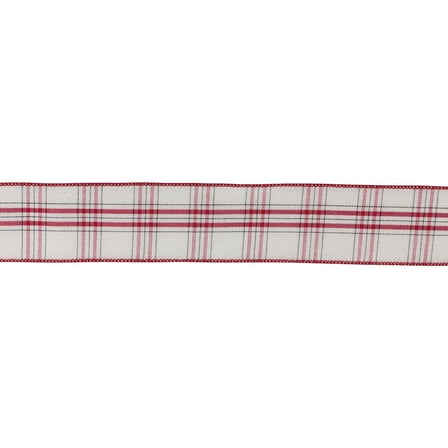 Melrose Plaid Christmas Wired Craft Ribbon - 2.5" x 20 Yards - Red and White