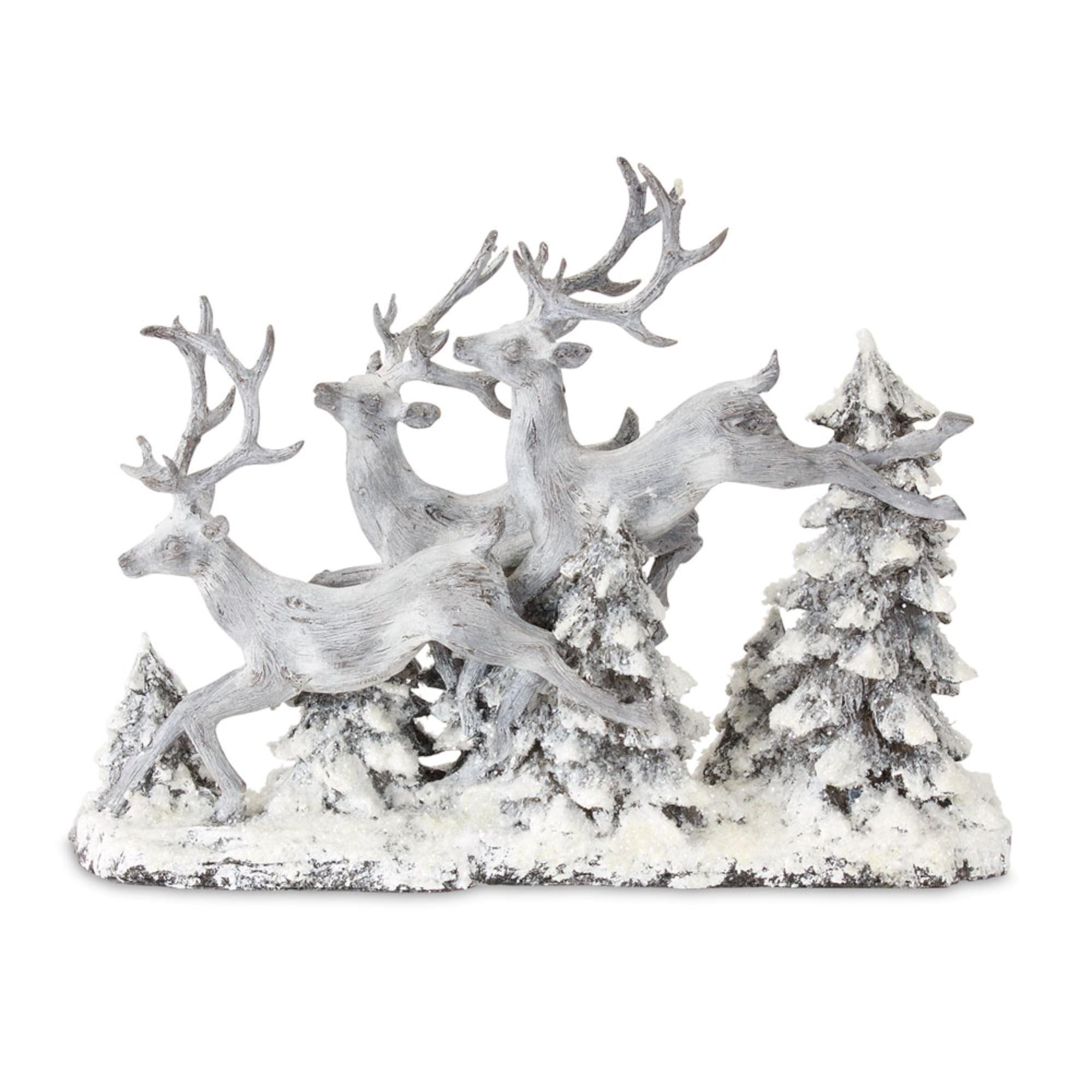 Melrose Reindeers and Trees Christmas Tabletop Decoration - 16" - White