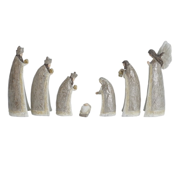 Melrose Resin Christmas Nativity Table Scene Figurine, Set of 7, 6-inch Height, Holiday Season Decoration