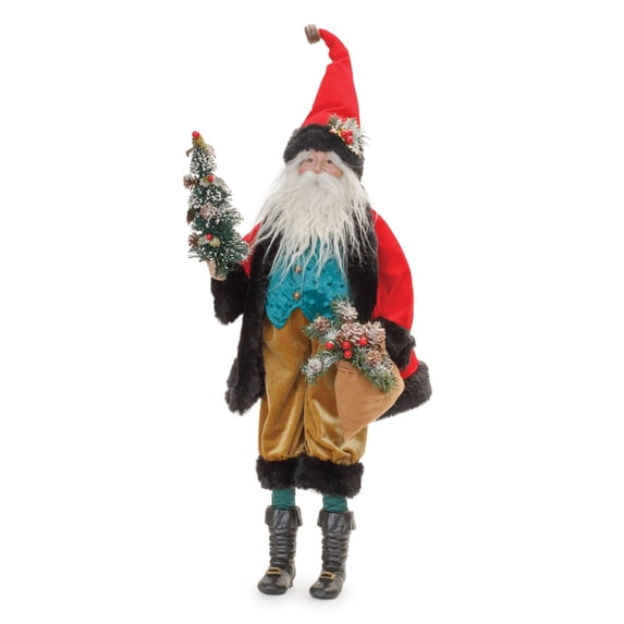 Melrose Santa with Christmas Tree Figurine - 26.5" - Red and Green
