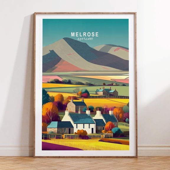 Melrose Scotland Historic Abbey Town Print, Unframed Paper Print Size 8x12