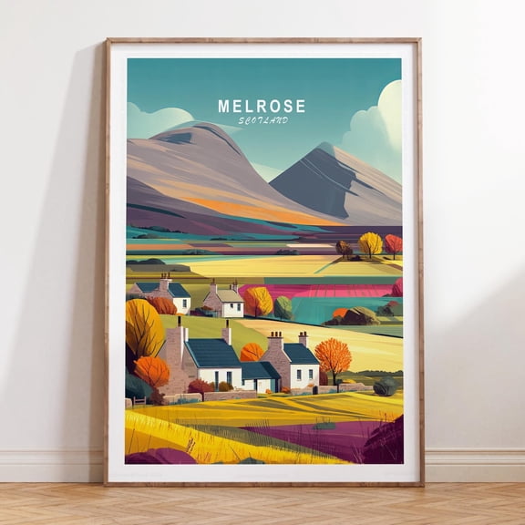 Melrose Scotland Historic Scottish Town Print, Unframed Paper Print Size 8x12