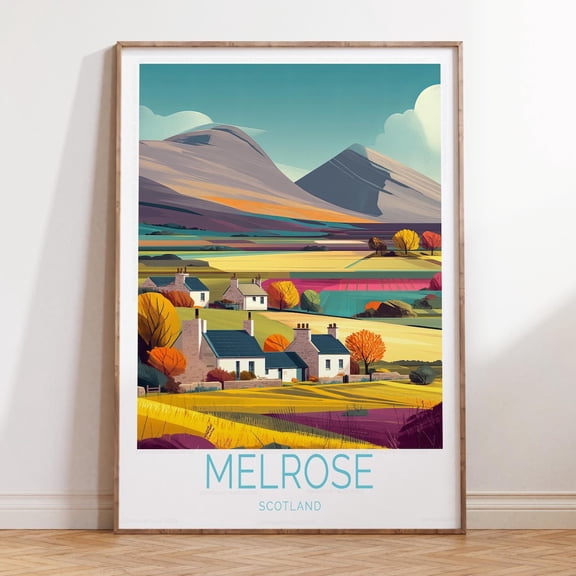 Melrose Scotland Rural Nature Landscape Print, Unframed Paper Print Size 8x12