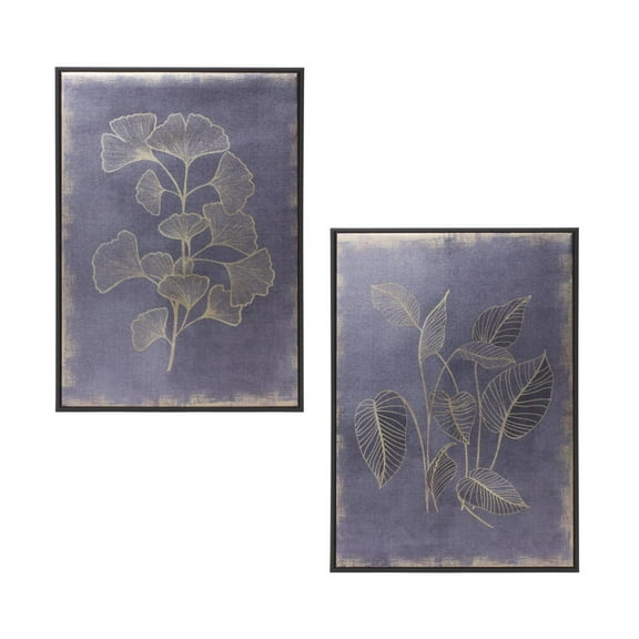 Melrose International Framed Foliage Print (Set of 2) 11.5" x 16.5"H MDF/Plastic/Paper