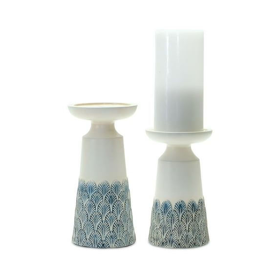 Melrose Set of 2 Modern Patterned Candle Holders 8.25"