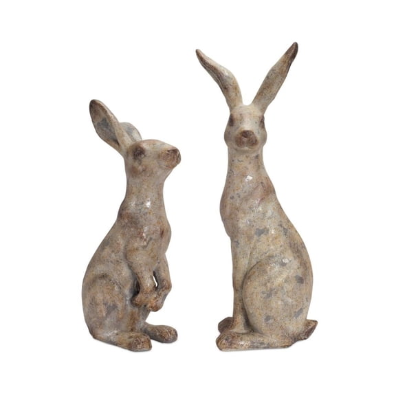 Melrose Set of 2 Rustic Springtime Bunny Rabbit Garden Figures 20-24.5