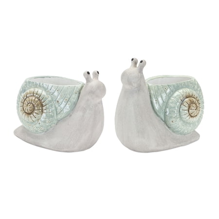 Melrose Set of 2 Snail Terracotta Planters 8.25"