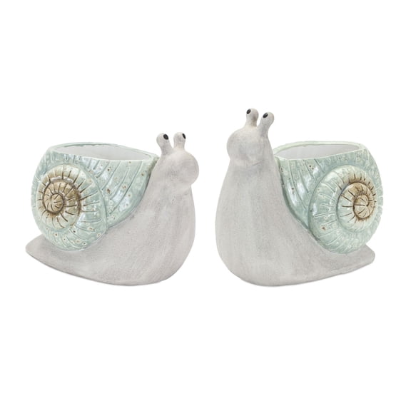 Melrose Set of 2 Snail Terracotta Planters 8.25"