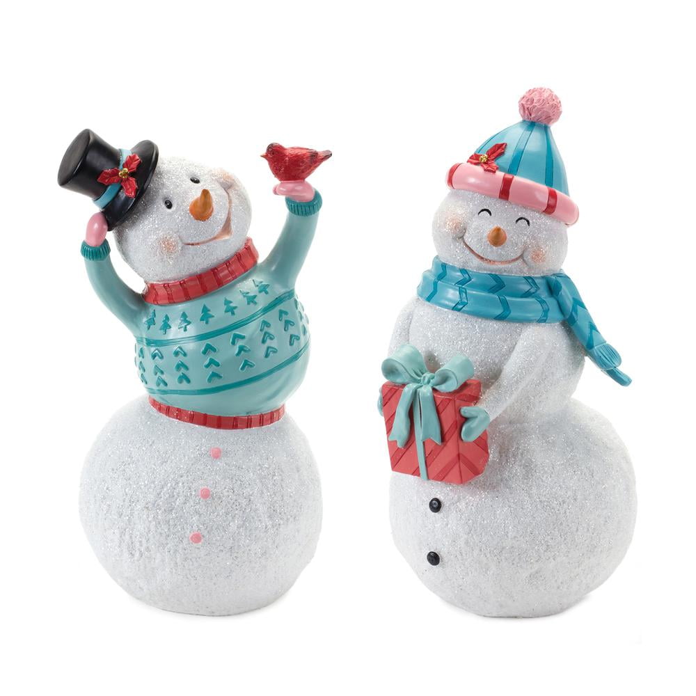 Melrose International LED Lighted House with Snowman (Set of 2)