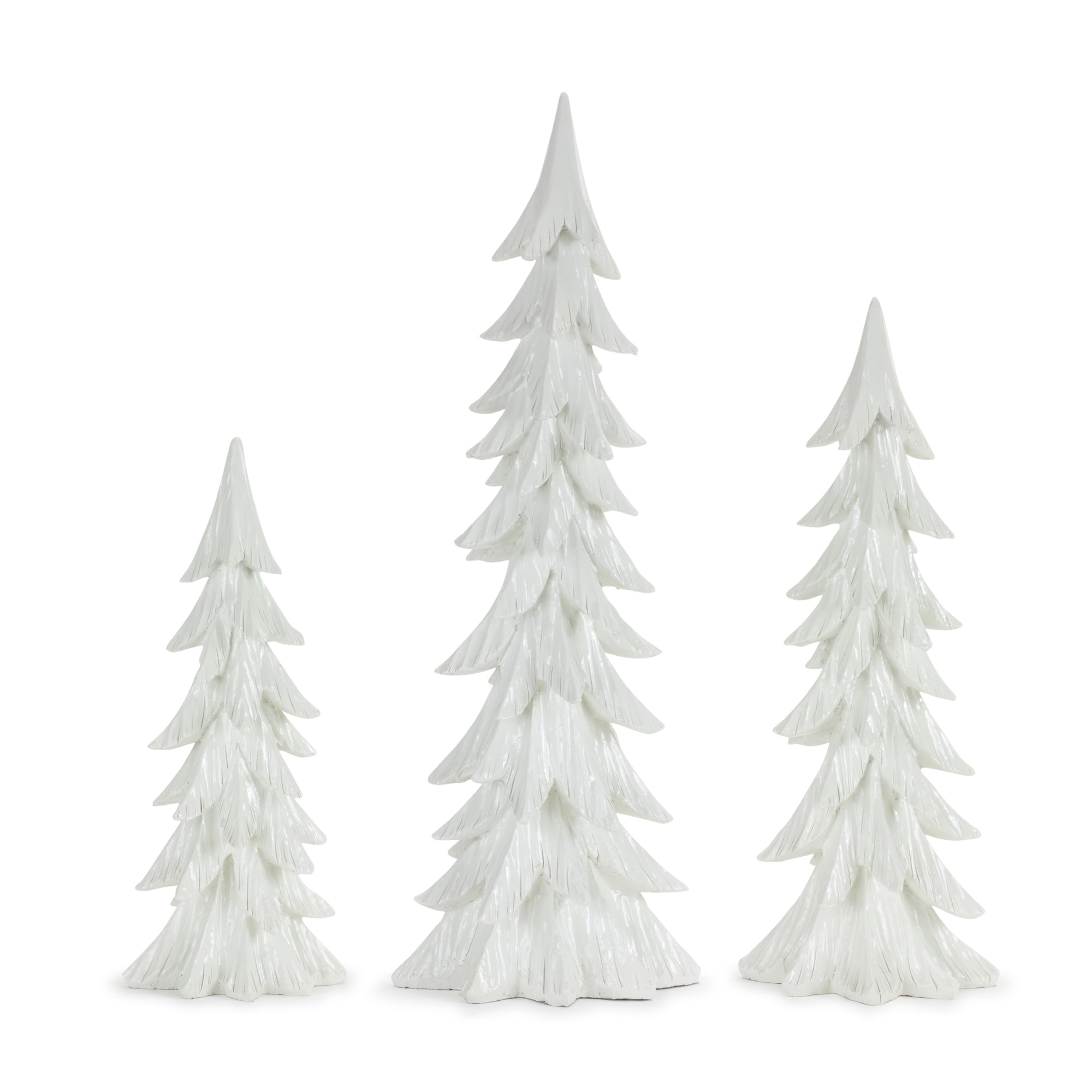 RM ROOMERS White Christmas Tree Figurine, Resin Christmas Tree, Tabletop  Christmas Tree Set of 2, Tree Centerpieces for Tables, Accessories for  Village Winter a…