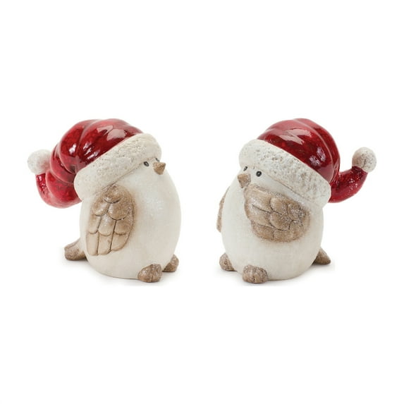 Melrose Set of 6 Bird with Santa Hat Christmas Tabletop Figurines 5.5"