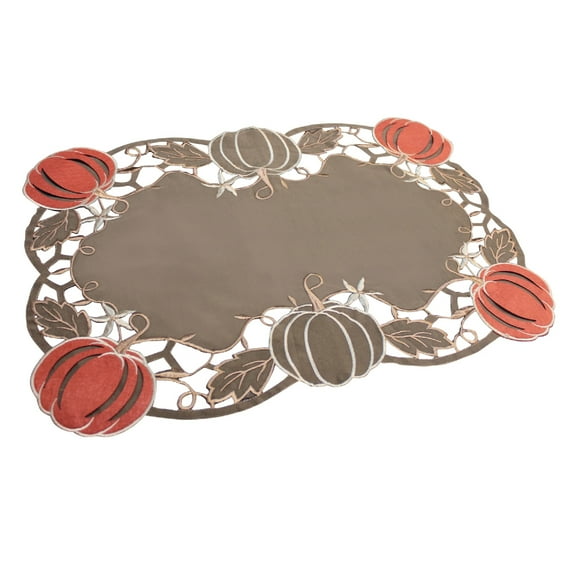 Set of 6 Brown and Orange Fall Harvest Pumpkins Placemats 18"
